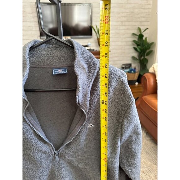 Vineyard Vines Grey Fuzzy Classic 1/4 Zip Condor Pullover Jacket Mens Size Small - Picture 4 of 5